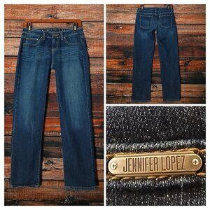 Jennifer Lopez Jeans 0 Boyfriend Low Rise Dark Wash Blue Denim Stretch